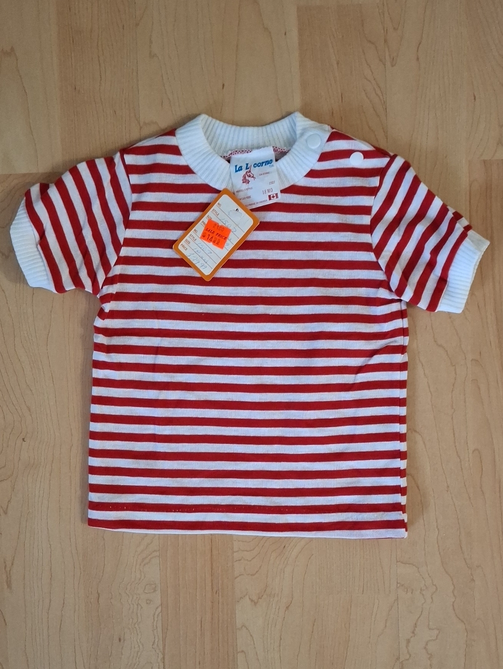 Vintage La Licorne Red & White Striped Kids Tee 18m